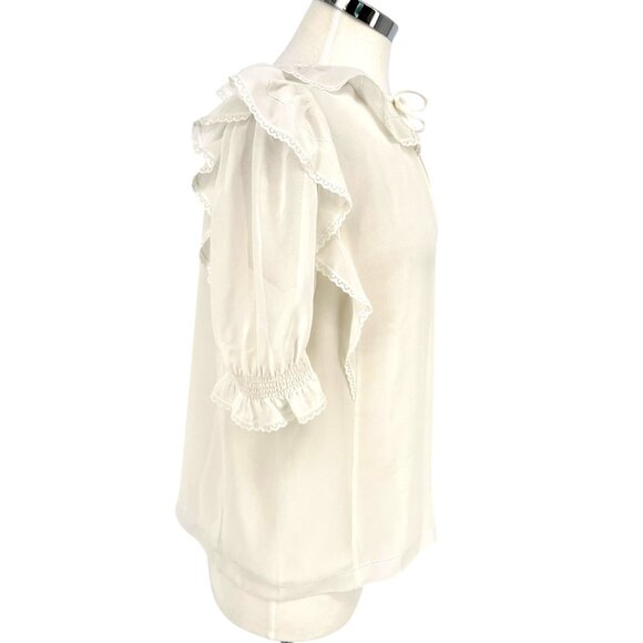 Wilfred Amyris Blouse in Light Birch Ivory Ruffle Detail Size Small - Picture 4 of 11